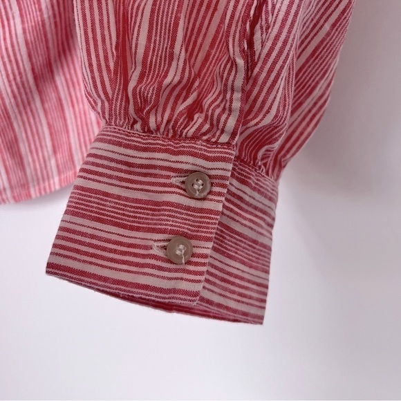 Free People Hello There Beautiful Off Shoulder Red Cream Striped Relaxed Top - Picture 12 of 15